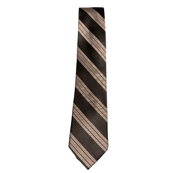 Mens J. Ferrar Black and White Striped Tie - Picture 1 of 3